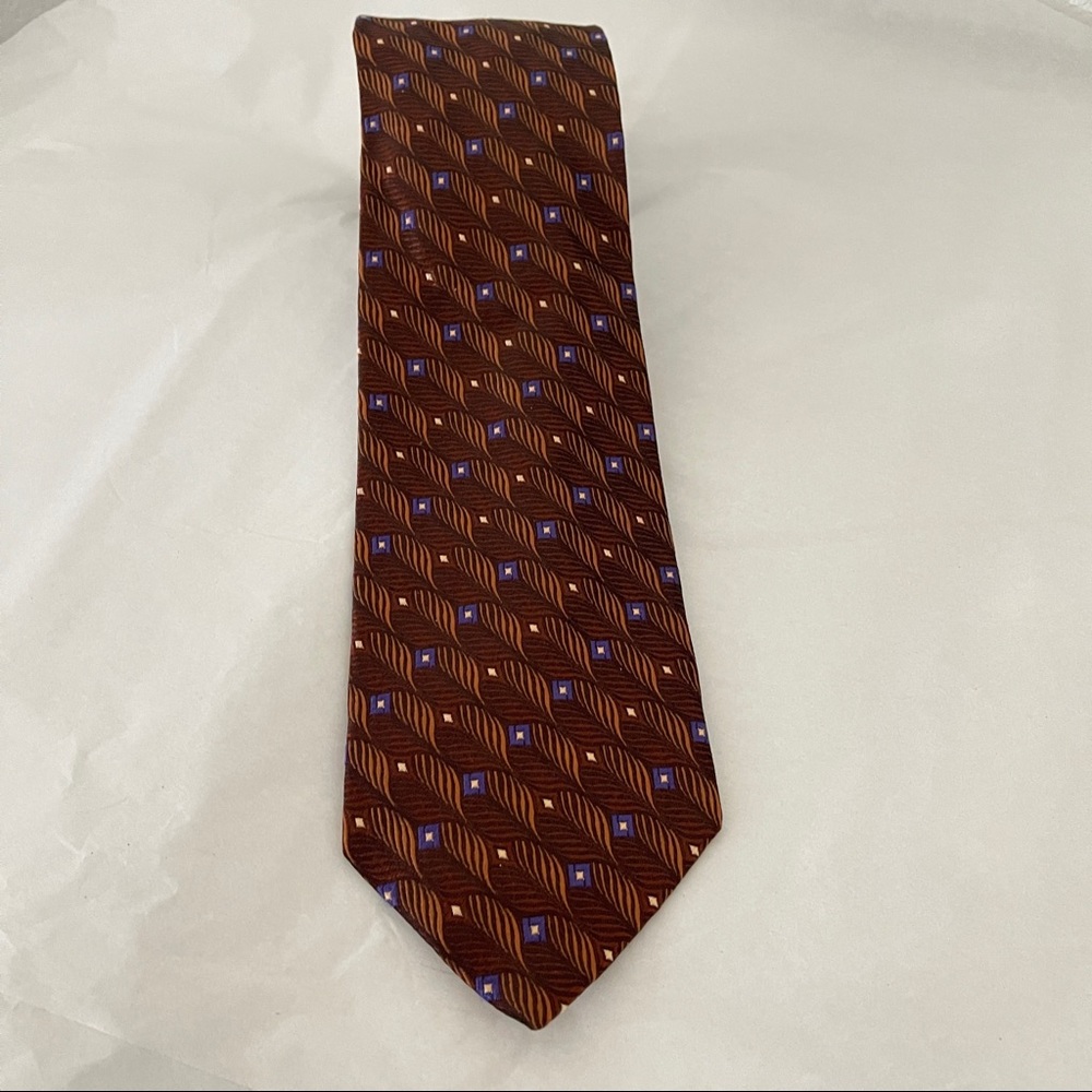 Zilli  Luxury Silk Brown Leaf & micro diamond pattern  Mens ties